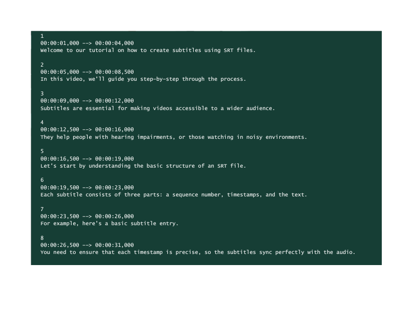 A series of sequences in SRT format